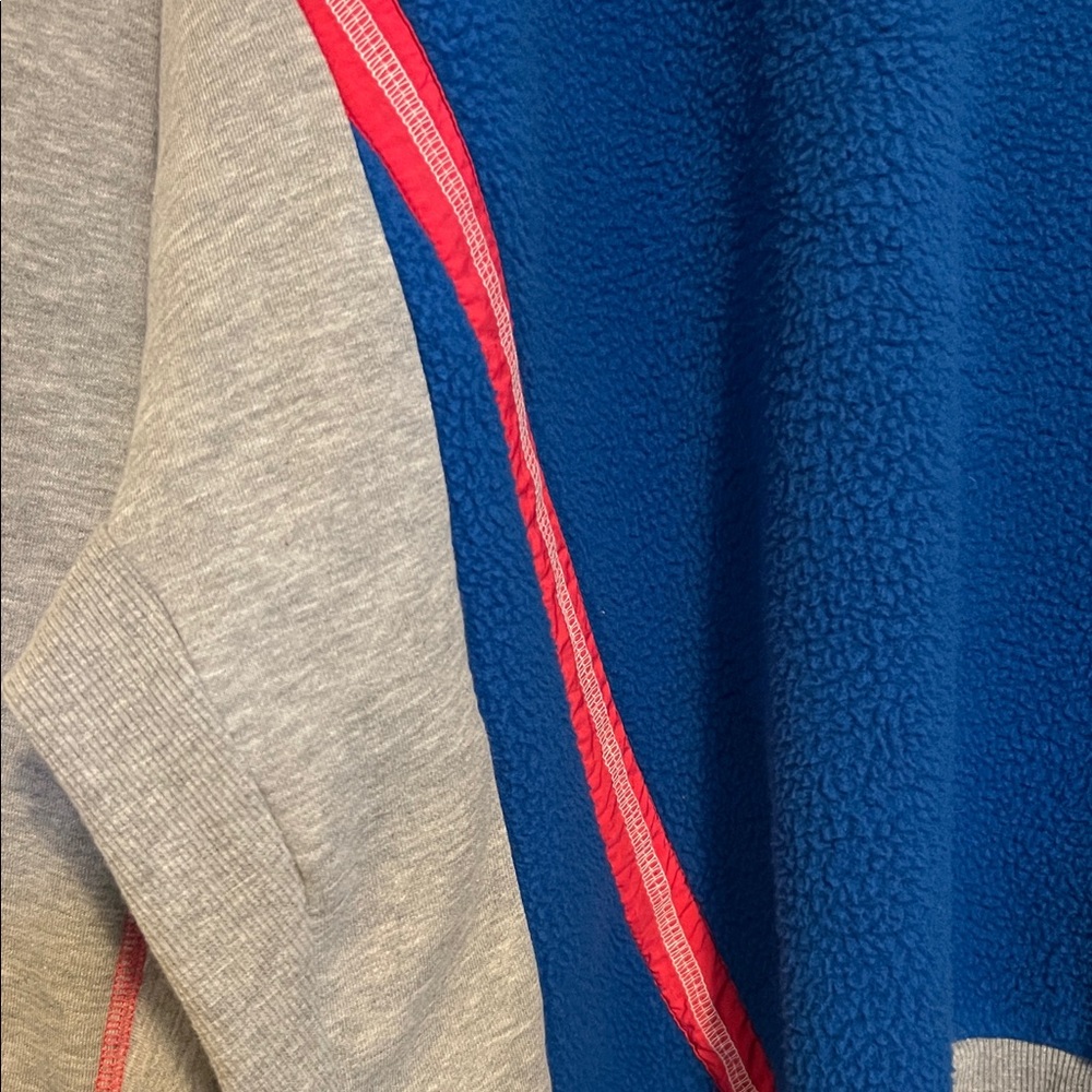 Anthropology /daily practice Blue and Gray Zip-Up Sweater with Pink Accents - Picture 5 of 10